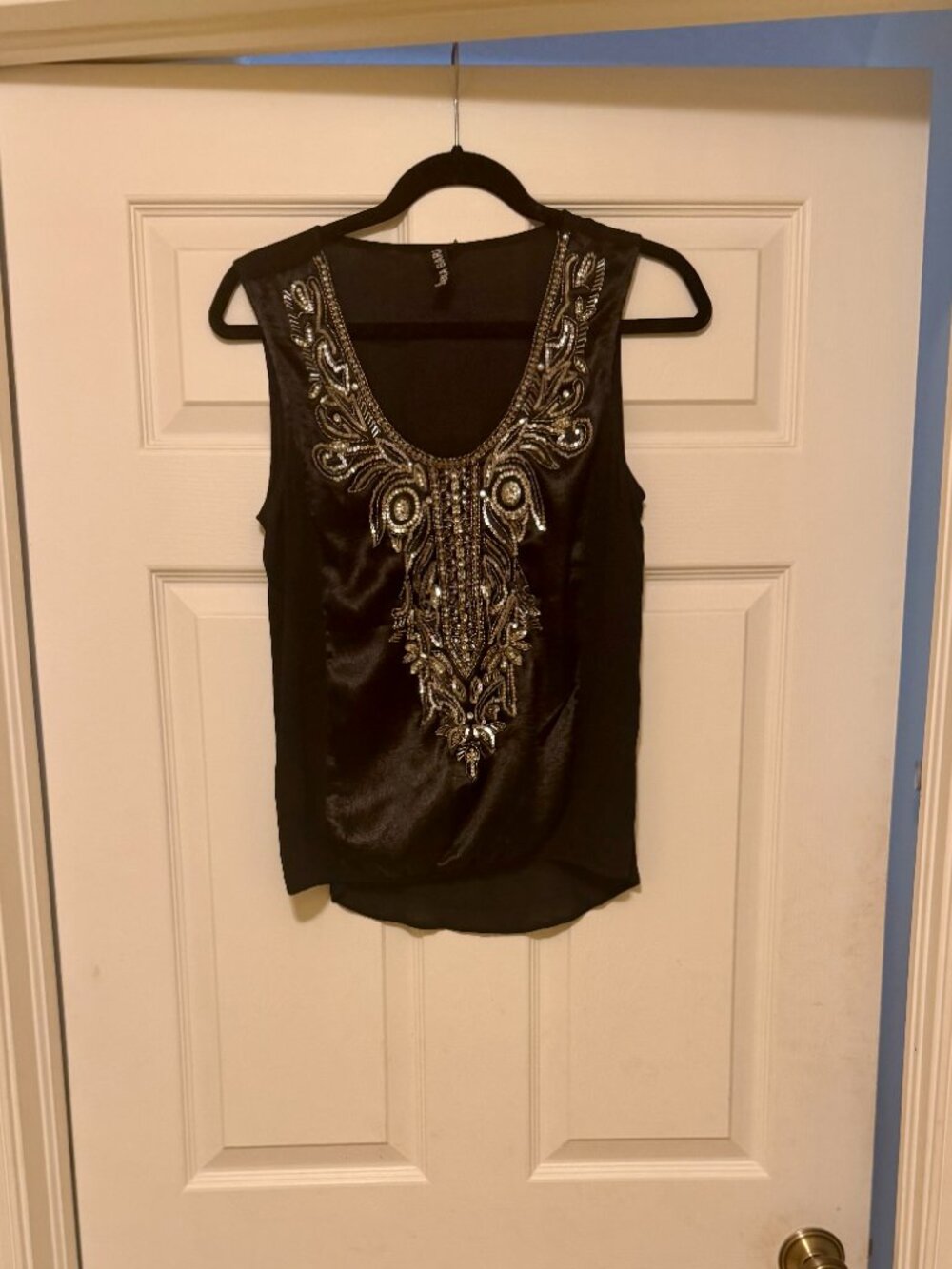 EUC Stunning Navy Beaded Yoana Baraschi Top
